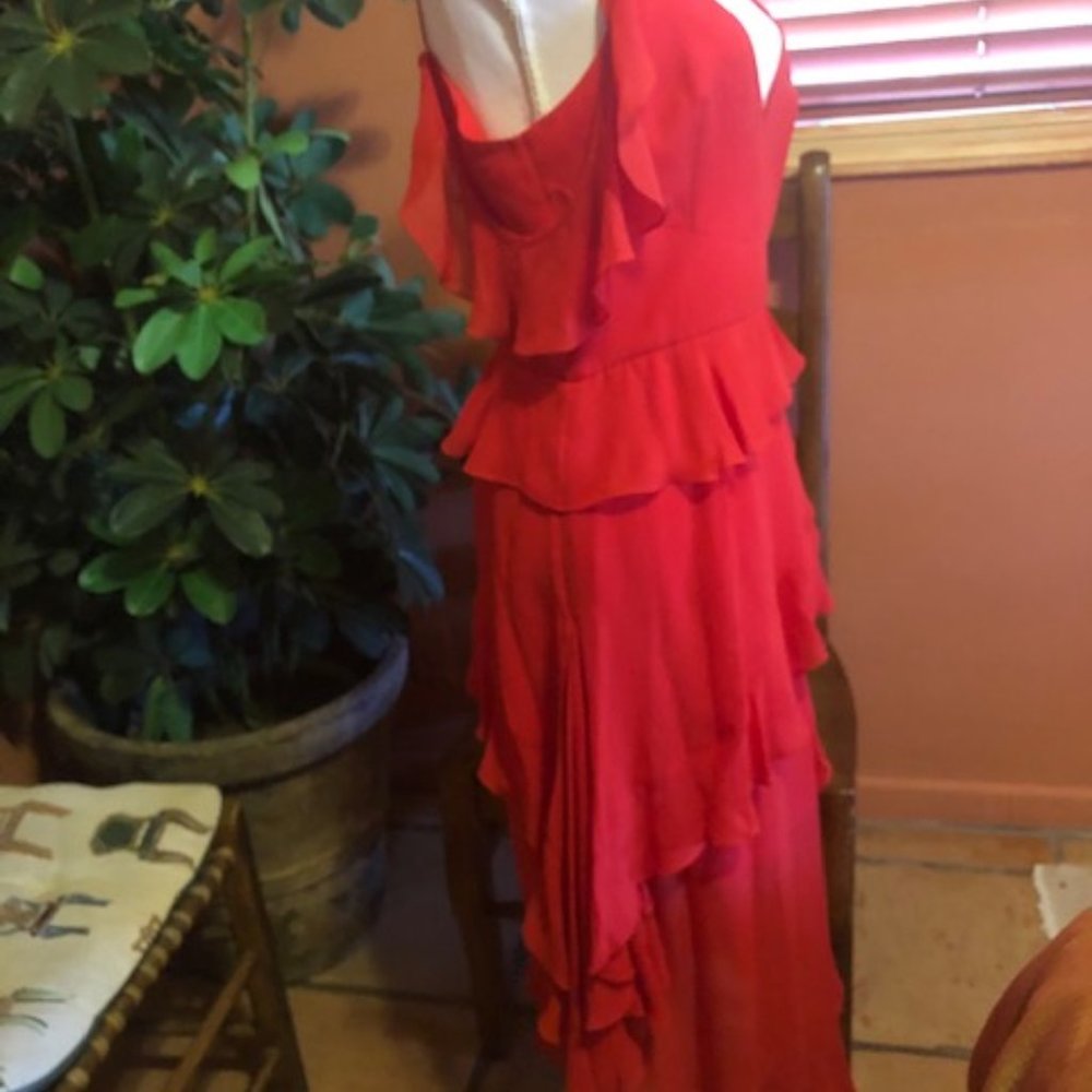 Nicholas Red Georgette Maxi Dress in Rd - Picture 4 of 5
